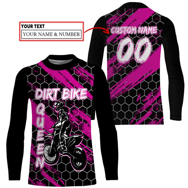 Custom Dirt Bike Jersey Women UPF30+ Girl Motocross Shirt Pink Racing Youth MX Jersey Motorcycle PDT536