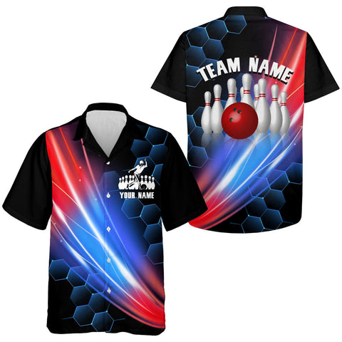 Hawaiian Bowling Shirt For Women Men Custom Bowling Jersey Black Bowling Team Shirt BDT65