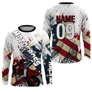 Dirt Bike Shirt Men Women Youth UPF30+ Personalized American Flag Motocross Jersey Off-Road MX PDT451