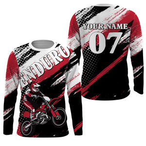 Red Enduro Jersey UPF30+ Personalized Motocross Shirt Youth Men Women MX Racing Long Sleeve PDT466