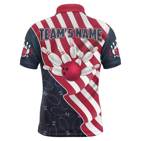 American Flag Bowling Jersey For Men Custom Polo Bowling Shirt Patriotic Bowling Shirt For Team BDT29