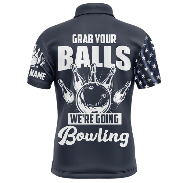 Grab Your Balls We're Going Bowling Shirt Custom Bowling Jersey For Men American Flag Bowling Shirt BDT35