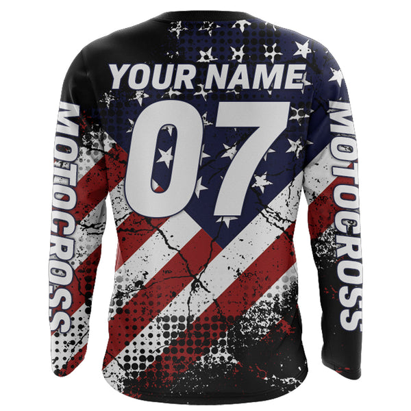 American Flag Motocross Dad Jersey UPF30+ Like Father Like Son Custom Dirt Bike Shirt MX Racing PDT486