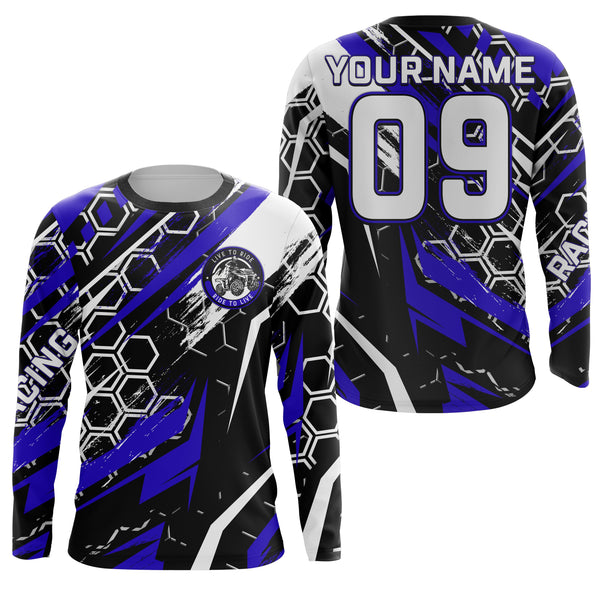 Live To Ride ATV Motocross Jersey Men Kid UPF30+ Custom Blue Quad Bike Shirt ATV MX Off-Road Jersey PDT567