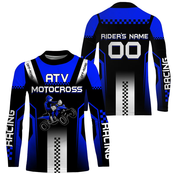 Blue ATV Motocross Jersey Personalized UPF30+ Kid Men Quad Bike Shirt ATV MX Off-Road Jersey Riders PDT572