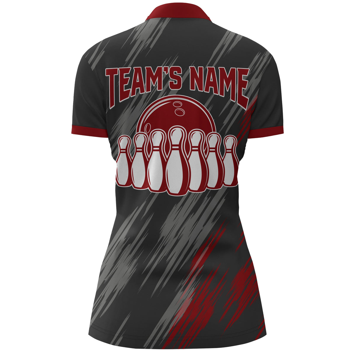Skull Bowling Quarter-Zip Shirt For Women Black&Red Bowling Jersey Bowling Team Shirt BDT159