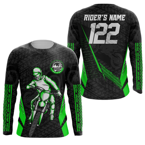 Kid Men Women Motocross Jersey UPF30+ Custom Green Dirt Bike Shirt Live To Ride MX SX PDT503