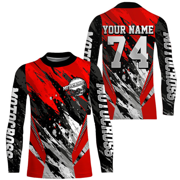 Custom Motocross Jersey UV Red Dirt Bike Off-Road Shirt Kid&Adult Long Sleeve MX Jersey PDT508