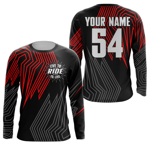 Kid&Adult Dirt Bike Jersey UPF30+ Custom Motocross Shirt Live To Ride MX SX Off-Road Long Sleeve PDT511