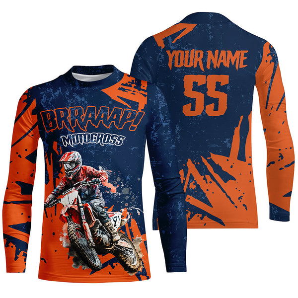 Personalized Motocross Jersey Men Kid Upf30+ Orange Dirt Bike Shirt Extreme Brap Off-Road MX Racing XM14