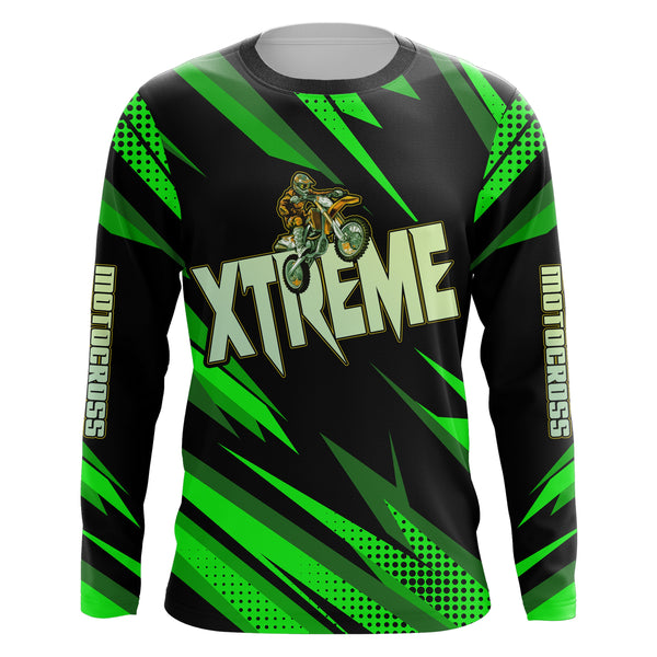 Motocross Jersey Kid Men Women Green Upf30+ MX Racing Dirt Bike Shirt Extreme Off-Road XM31