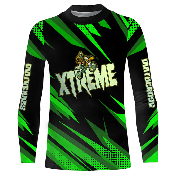 Motocross Jersey Kid Men Women Green Upf30+ MX Racing Dirt Bike Shirt Extreme Off-Road XM31