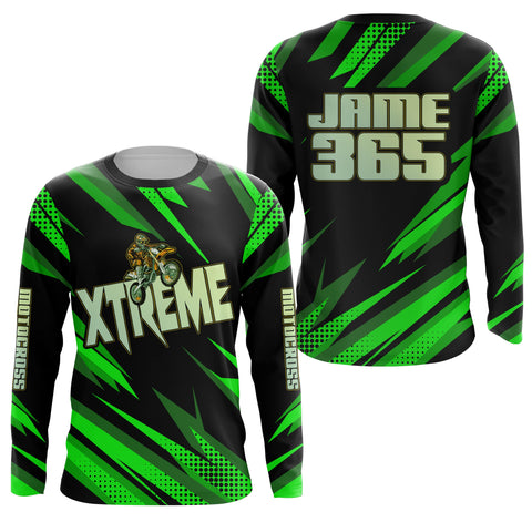 Motocross Jersey Kid Men Women Green Upf30+ MX Racing Dirt Bike Shirt Extreme Off-Road XM31