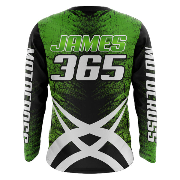 MX Racing Jersey Personalized Motocross UPF30+ Adult&Kid Green Dirt Bike Off-road Motorcycle XM109