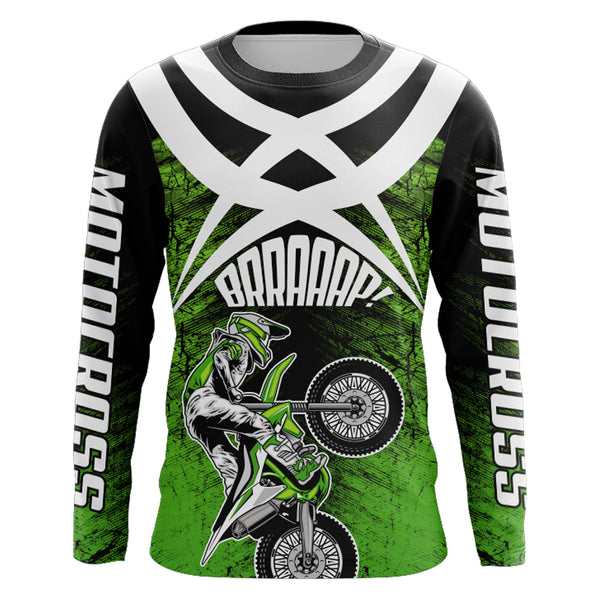 MX Racing Jersey Personalized Motocross UPF30+ Adult&Kid Green Dirt Bike Off-road Motorcycle XM109