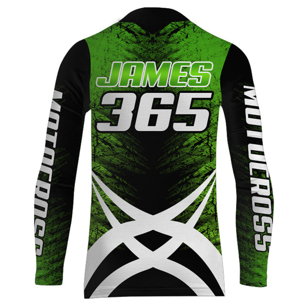 MX Racing Jersey Personalized Motocross UPF30+ Adult&Kid Green Dirt Bike Off-road Motorcycle XM109