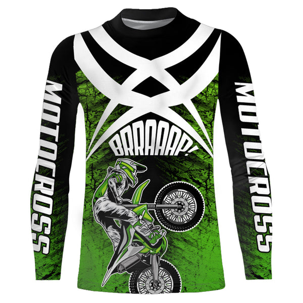 MX Racing Jersey Personalized Motocross UPF30+ Adult&Kid Green Dirt Bike Off-road Motorcycle XM109