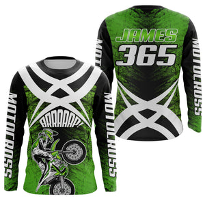 MX Racing Jersey Personalized Motocross UPF30+ Adult&Kid Green Dirt Bike Off-road Motorcycle XM109