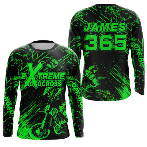 Motocross Racing Jersey Green Upf30+ Men Women Kid Dirt Bike Shirt Motorcycle Jersey XM200-G