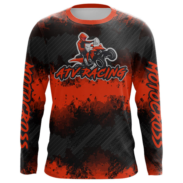 ATV Motocross Racing Jersey Red Black Upf30+ Quad Bike Shirt Kid Men ATV Riding Jersey MX26