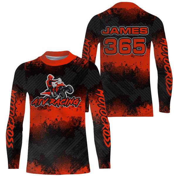 ATV Motocross Racing Jersey Red Black Upf30+ Quad Bike Shirt Kid Men ATV Riding Jersey MX26