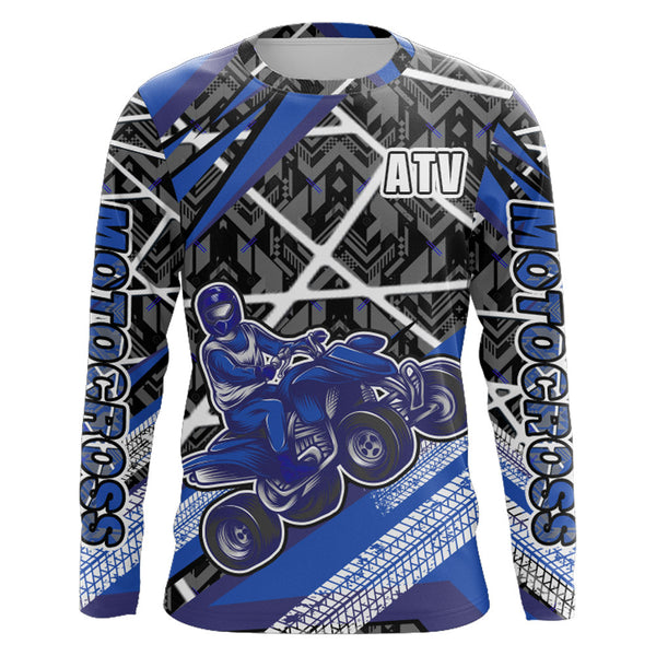 Blue ATV Motocross Racing Jersey Upf30+ ATV Quad Bike Shirt Kid Men ATV Quad Jersey MX28