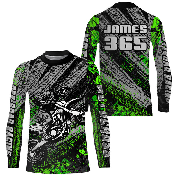 Kid Men Motocross Jersey Upf30+ Off-road Racing Jersey Dirt Bike Green Motorcycle Shirt XM242