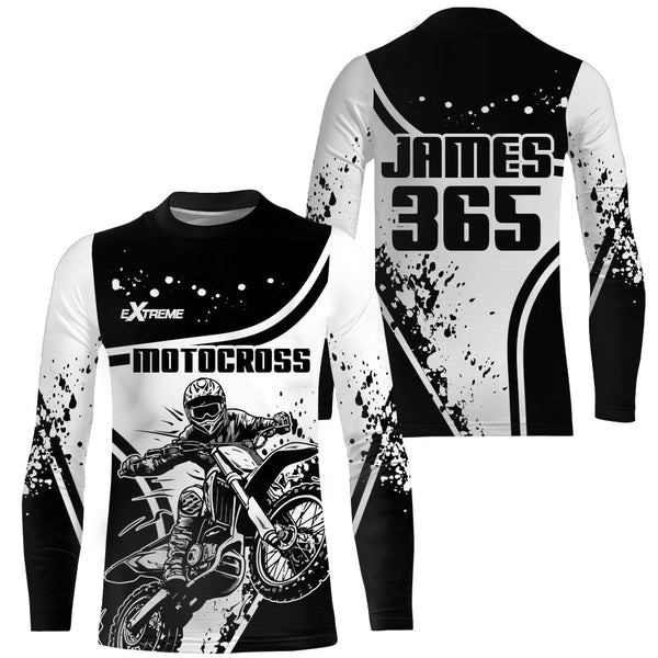 Motocross Jersey Black White Upf30+ Dirt Bike Shirt Men Kid MX Racing Motorcycle Jersey XM172