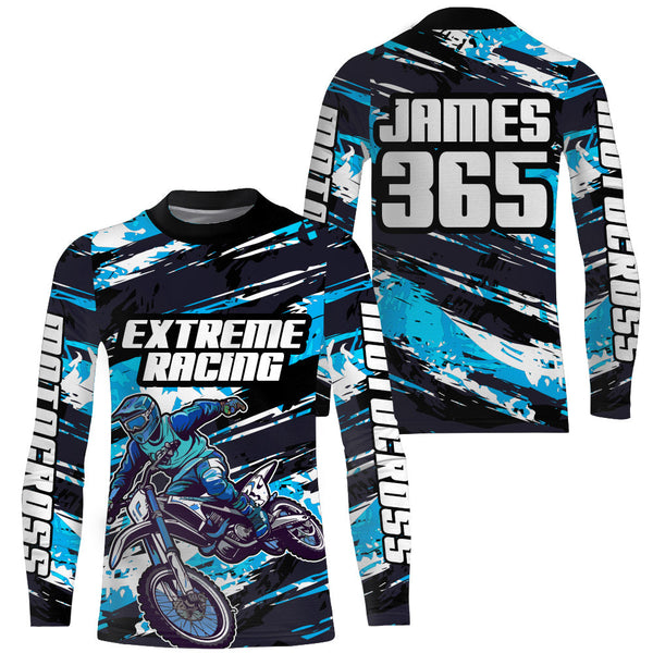 Motocross Racing Jersey Blue Men Kid Women Upf30+ Dirt Bike Off-Road MX Racing Shirt XM244