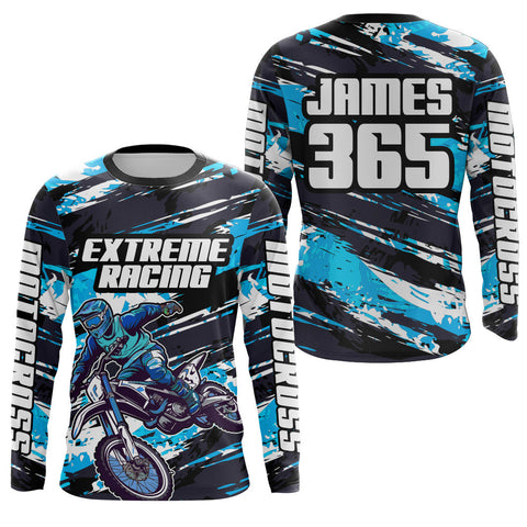 Motocross Racing Jersey Blue Men Kid Women Upf30+ Dirt Bike Off-Road MX Racing Shirt XM244