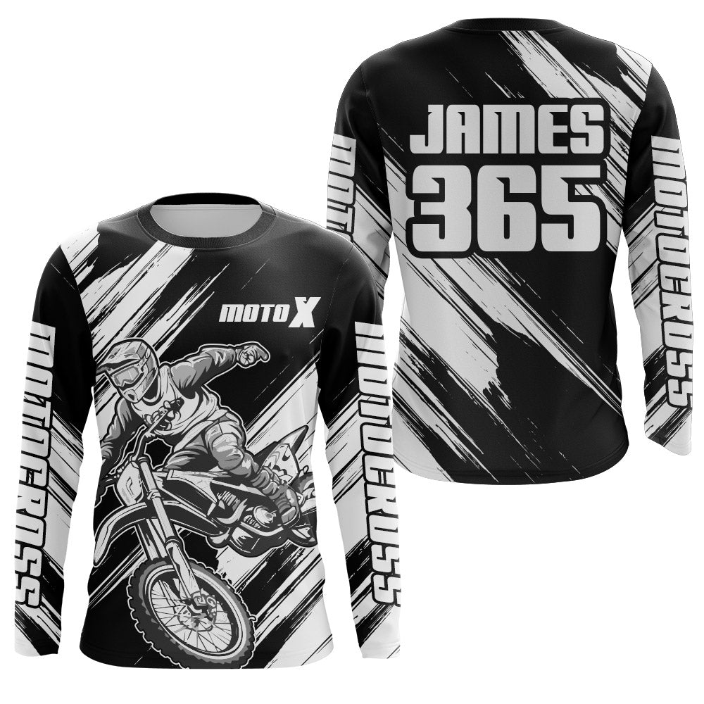 Motocross Racing Jersey Youth Men Kid Dirt Bike Shirt White Black Upf30+ Off-Road Jersey XM245