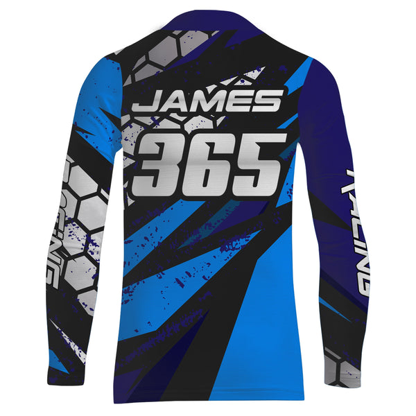 ATV Motocross Racing Jersey Kid Men Blue Quad Bike Shirt Upf30+ ATV Motorcycle Shirt MX75