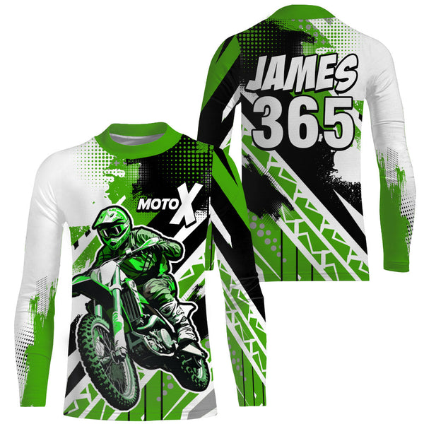 Motocross Racing Jersey Green Motox Upf30+ Dirt Bike Motorcycle Shirt Kid Men Off-road Youth XM141