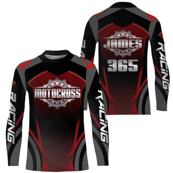 Motocross Racing Jersey Red Black Youth Dirt Bike Shirt UPF30+ Motorcycle Off-road Shirt XM187