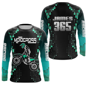 Motocross Shirt Men Kid Youth UPF30+ Custom Dirt Bike Jersey MX Off-Road Blue Black XM189