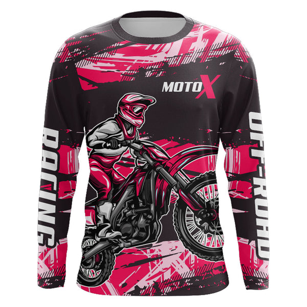 Girl Women Motocross Racing Jersey Pink Black Upf30+ Dirt Bike Shirt Motorcycle Jersey XM220