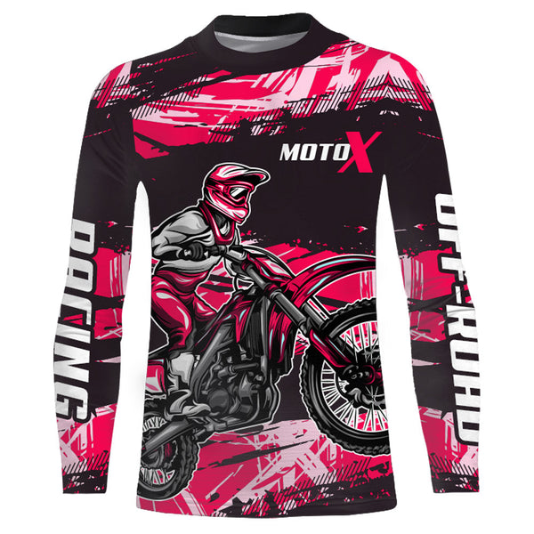 Girl Women Motocross Racing Jersey Pink Black Upf30+ Dirt Bike Shirt Motorcycle Jersey XM220