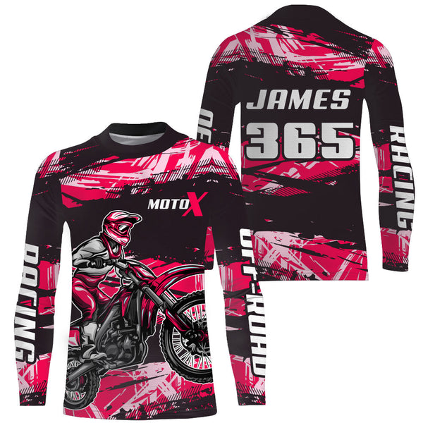 Girl Women Motocross Racing Jersey Pink Black Upf30+ Dirt Bike Shirt Motorcycle Jersey XM220