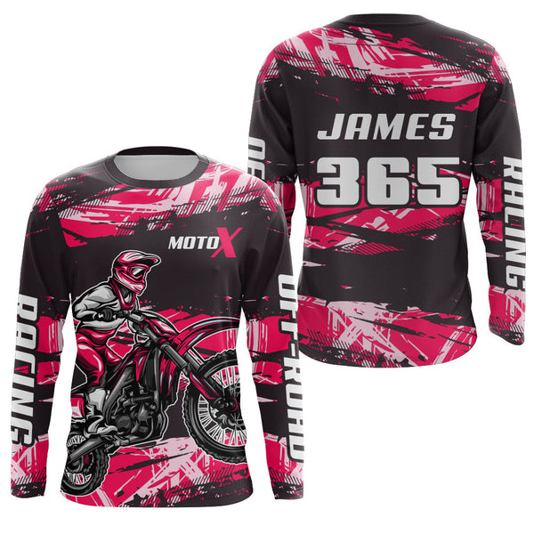 Girl Women Motocross Racing Jersey Pink Black Upf30+ Dirt Bike Shirt Motorcycle Jersey XM220