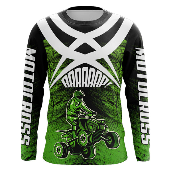 Custom ATV Motocross Jersey Upf30+ Green Quad Bike Shirt Adult Youth Off-road Racing MX46