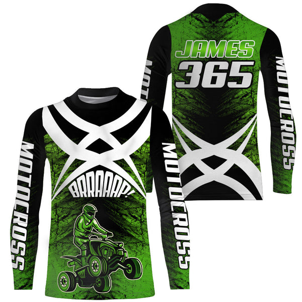Custom ATV Motocross Jersey Upf30+ Green Quad Bike Shirt Adult Youth Off-road Racing MX46