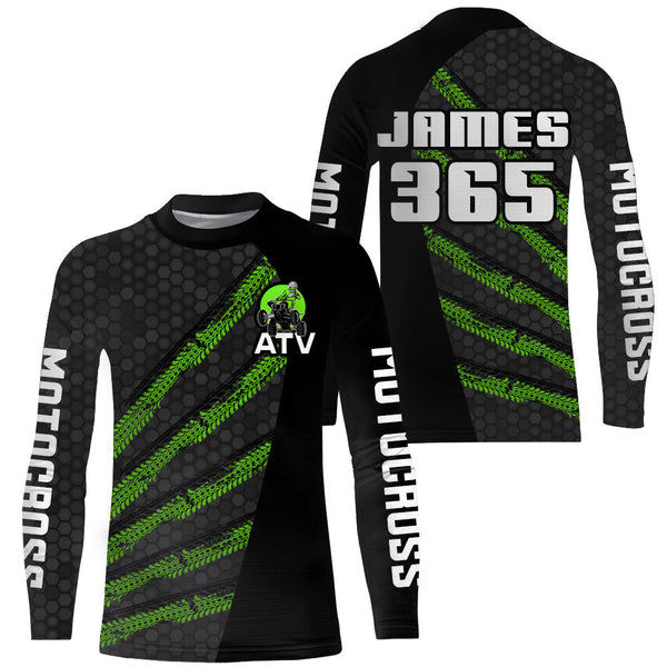 Custom ATV Riding Jersey Youth Upf30+ Quad Bike Shirt Men Kid ATV Racing Jersey Green MX48