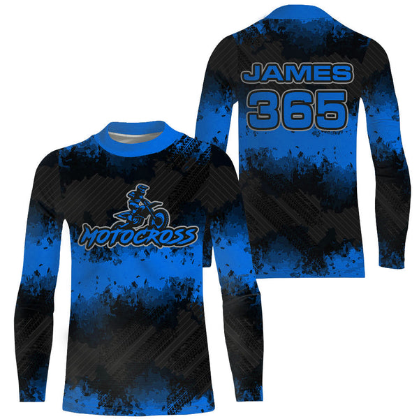 Racing Motocross Jersey Blue Upf30+ Dirt Bike Off-Road Youth Kid Men Motorcycle Shirt XM251