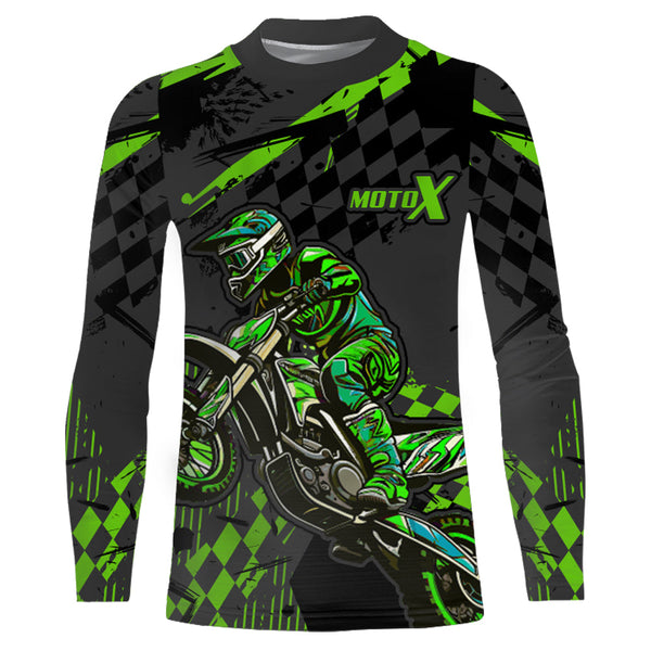 Green Dirt Bike Jersey Upf30+ Men Kid Youth Motocross Shirt Caro MotoX MX Racing Jersey XM145