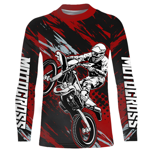 Red Motocross Racing Jersey Youth Upf30+ Dirt Bike Shirt Off-Road MX Racing Jersey XM149