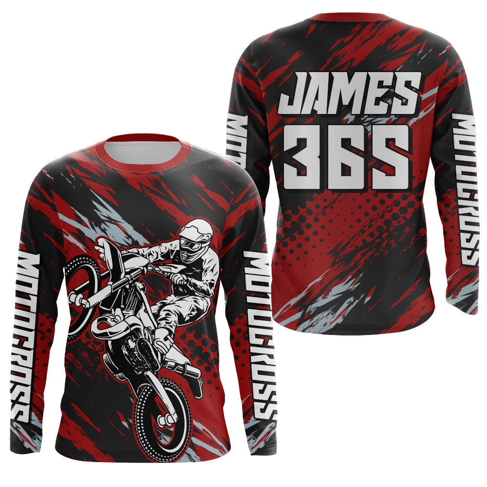 Red Motocross Racing Jersey Youth Upf30+ Dirt Bike Shirt Off-Road MX Racing Jersey XM149