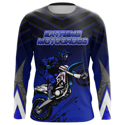 Blue Motocross Jersey UPF30+ MX Racing Shirt Kid Men Women Dirt Bike Riding Jersey XM230