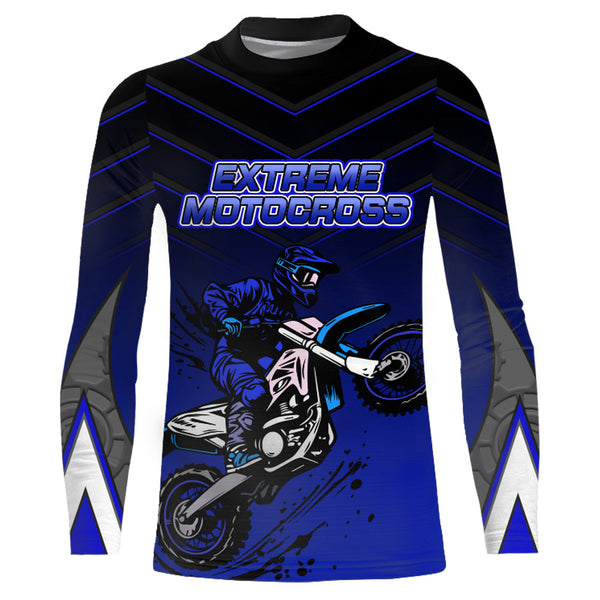 Blue Motocross Jersey UPF30+ MX Racing Shirt Kid Men Women Dirt Bike Riding Jersey XM230