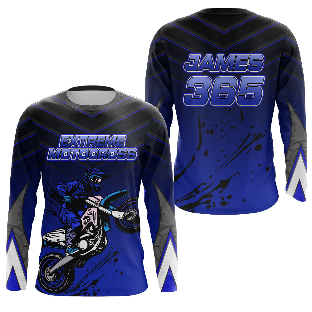 Blue Motocross Jersey UPF30+ MX Racing Shirt Kid Men Women Dirt Bike Riding Jersey XM230