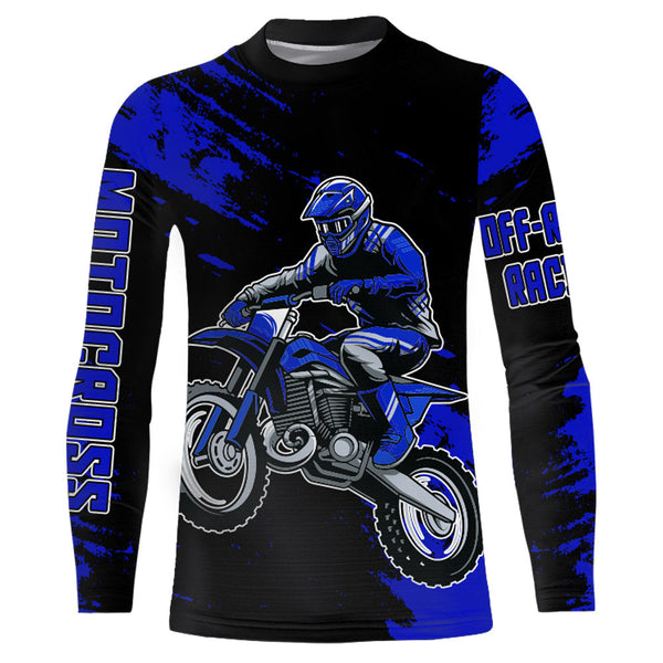 Motocross Jersey Youth Men Kid Upf30+ Blue Racing Dirt Bike Riding Jersey Motorcycle XM225